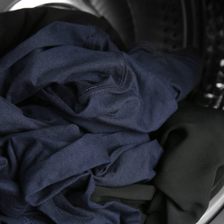 Washing machine and clothes, close up